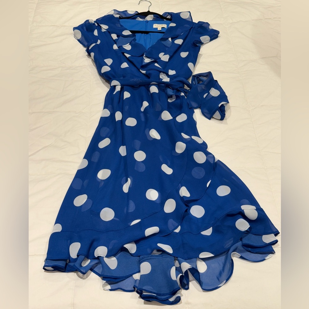 Aura Blue Polka Dot Midi Dress